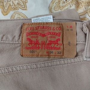 Levi's 501 jeans khaki colored 36 waist 32 length